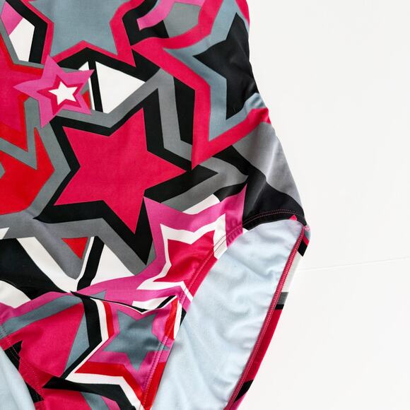 [Nike] Red Black Star Print Thin Strap One-Piece Competition Swimsuit Size 10/36 - Picture 9 of 11
